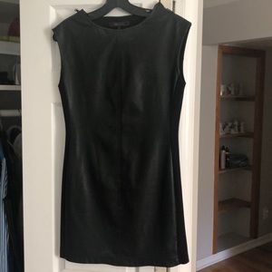 BCBG black leather mini dress